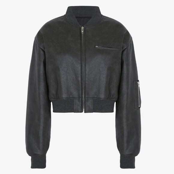 Frankie Shop Cropped Faux Leather Jacket - Picture 6 of 12